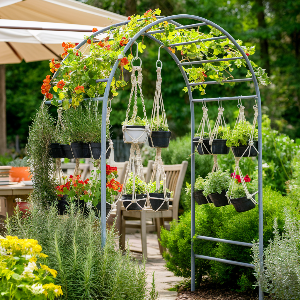 Incorporate the arch into an herb garden for a functional and beautiful design.