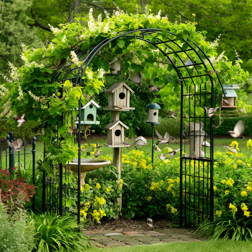 Create a haven for birds by incorporating bird-friendly plants and accessories.